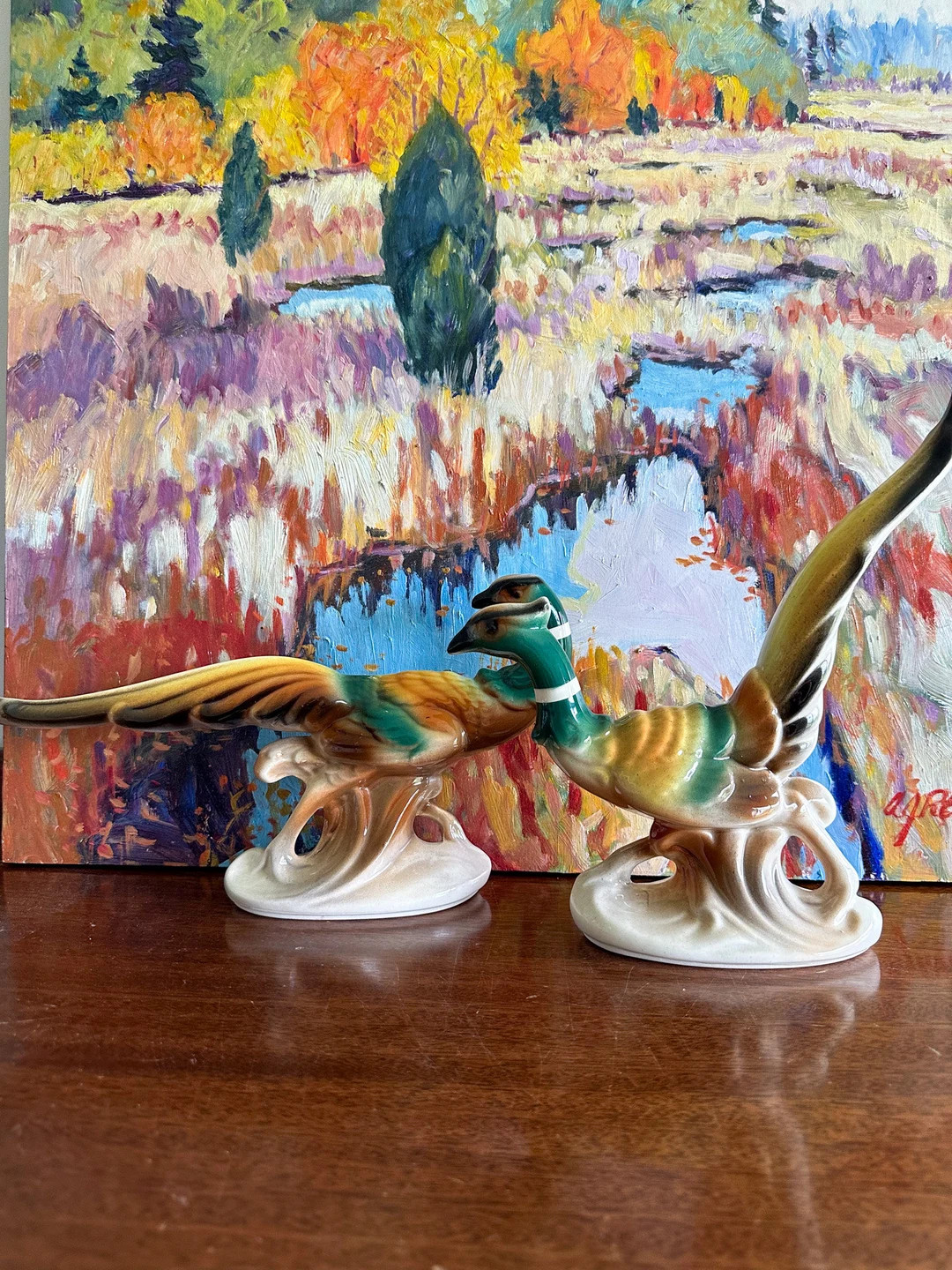 Vintage Pair of Ceramic Mid Century Modern Royal Copley Pheasants Fall Decor - Etsy | Etsy (US)