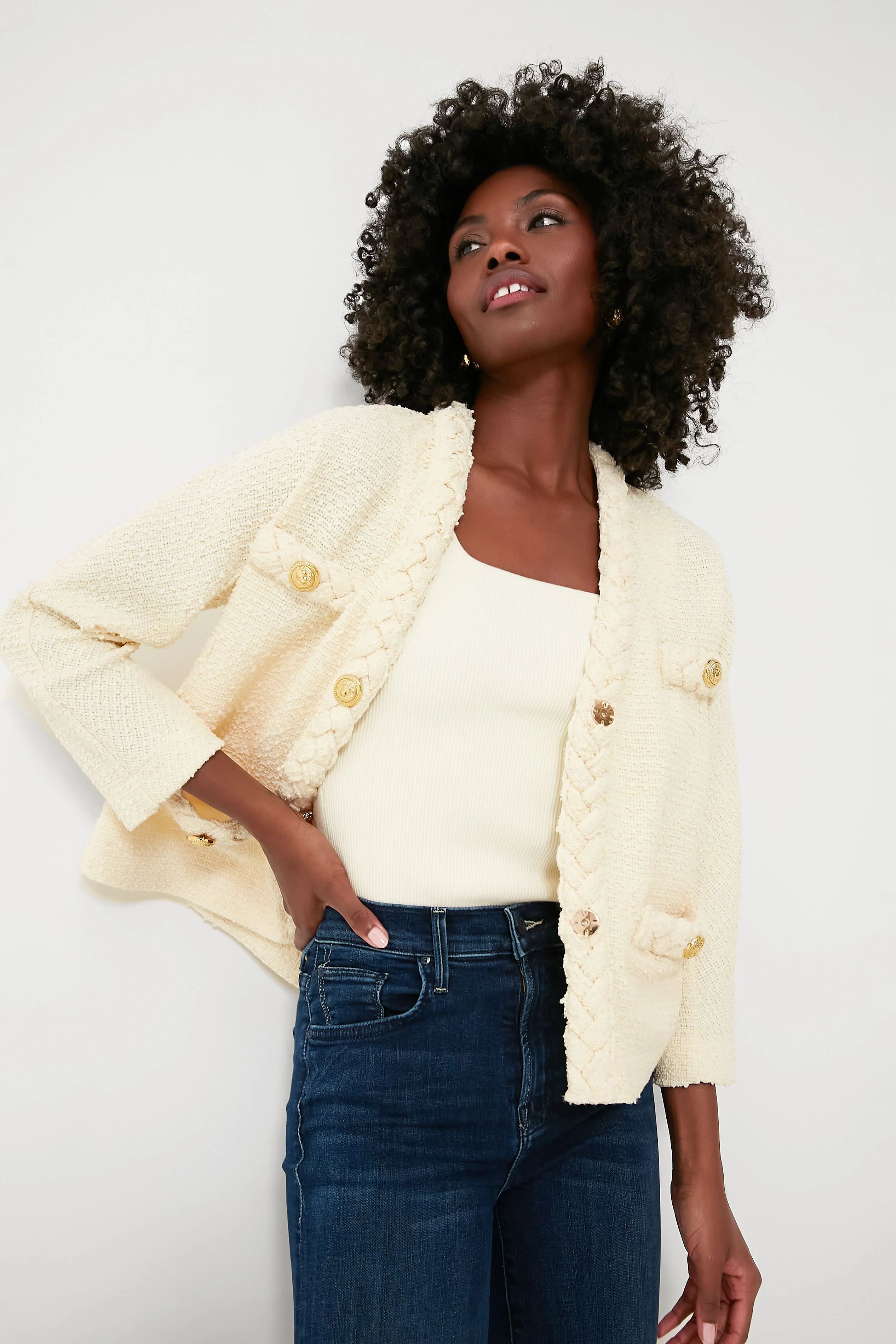 Pearl White Clodagh Tweed Jacket | Tuckernuck (US)