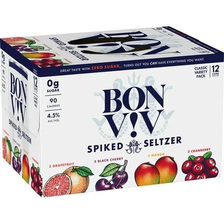 Bon V!V Hard Seltzer Classic Variety Pack, 12 Pack 12 fl. oz. Cans, 4.5% ABV | Walmart (US)