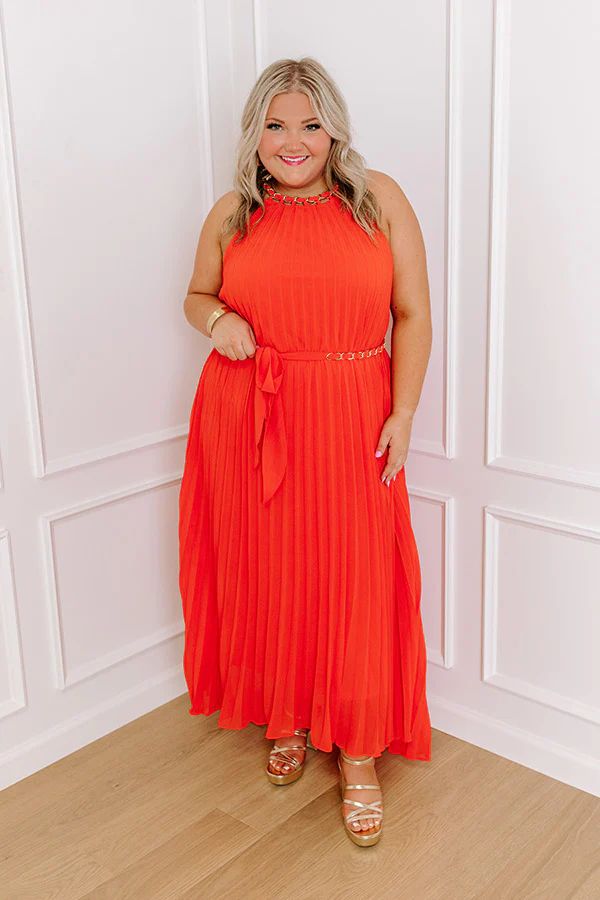 VIP Party Pleated Maxi Dress in Red Curves • Impressions Online Boutique | Impressions Online Boutique