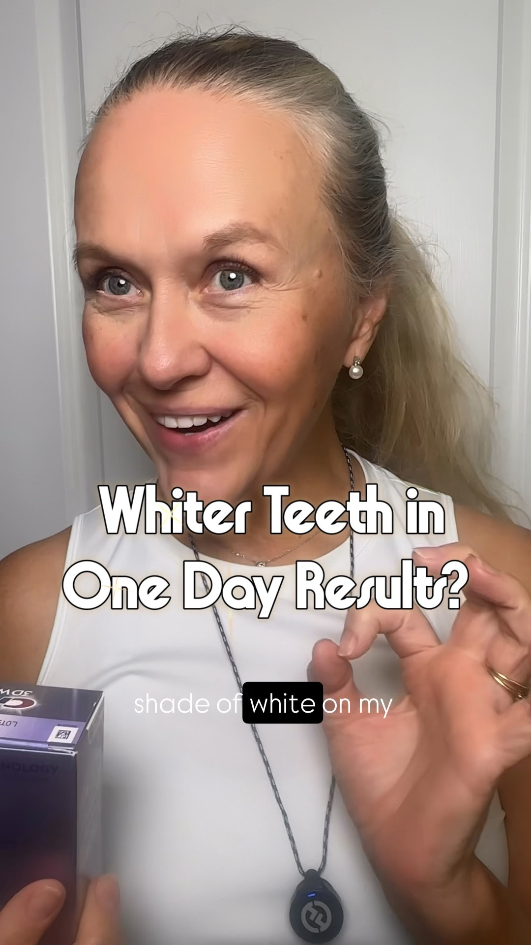 Whiter teeth in one day results? I’ll brush them again tonight and we’ll see.  But I gotta say, I think they do look better after the first brushing.

#LTKBeauty #LTKOver40 #LTKvlog