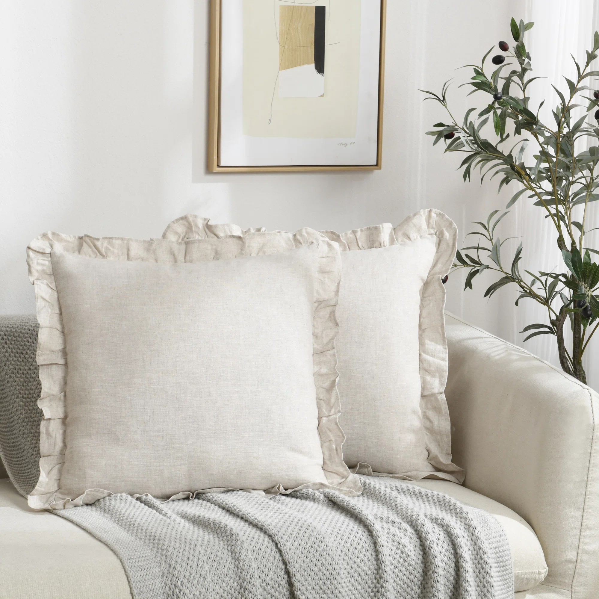 Linen Pleated Ruffled Romantic Fringes Pillow Covers (Set of 2) | Wayfair North America