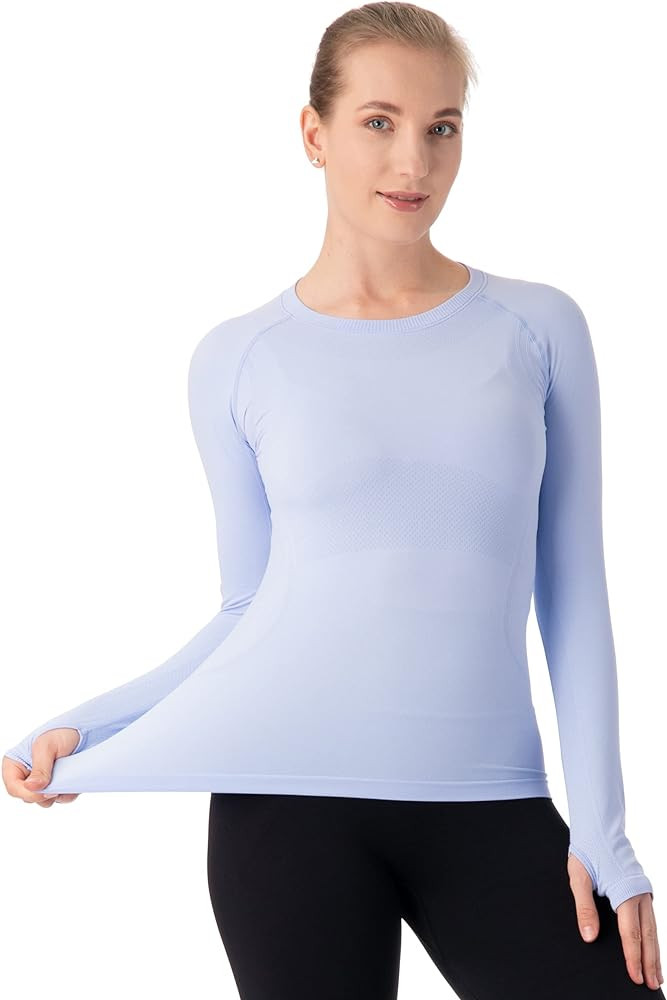 MathCat Seamless Workout Shirts for Women Long Sleeve Yoga Tops Sports Running Shirt Breathable A... | Amazon (US)