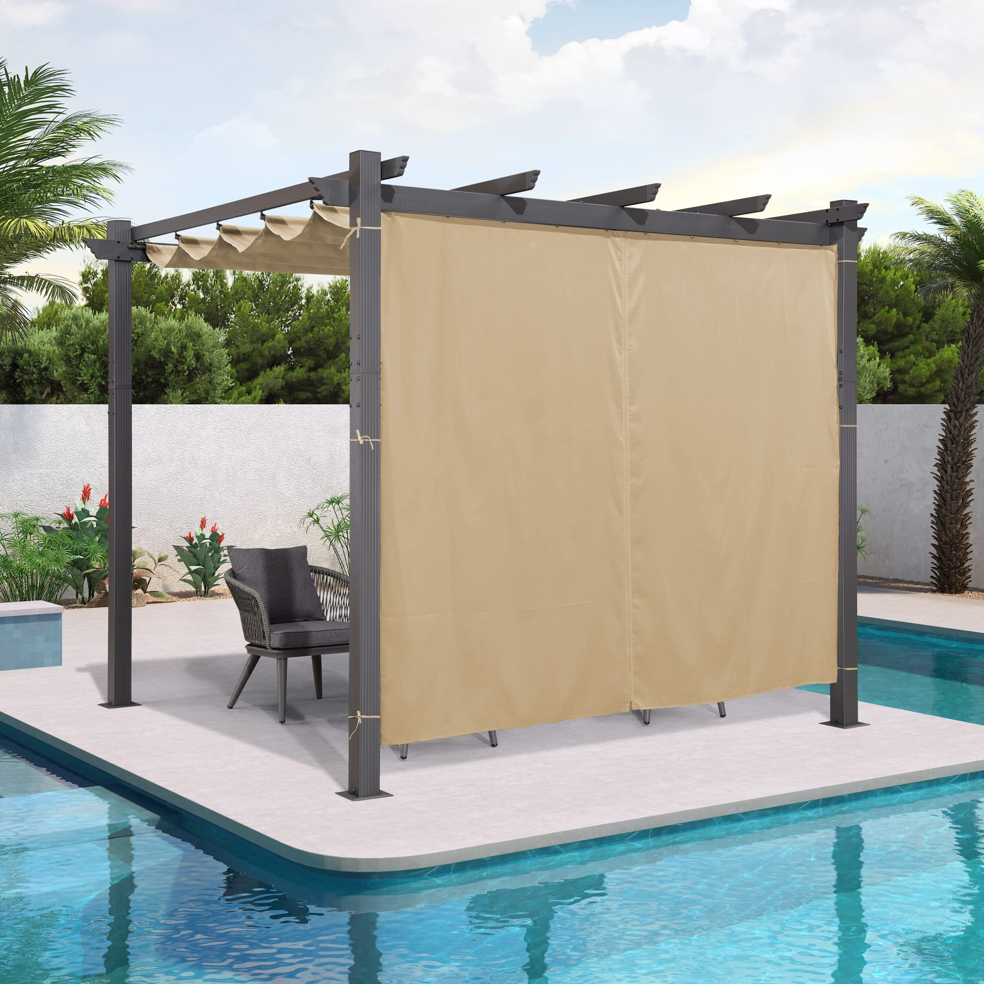 PURPLE LEAF Outdoor Curtains Privacy for 10' Side Pergola with Grommets and Rod Outside Porch Sha... | Amazon (US)