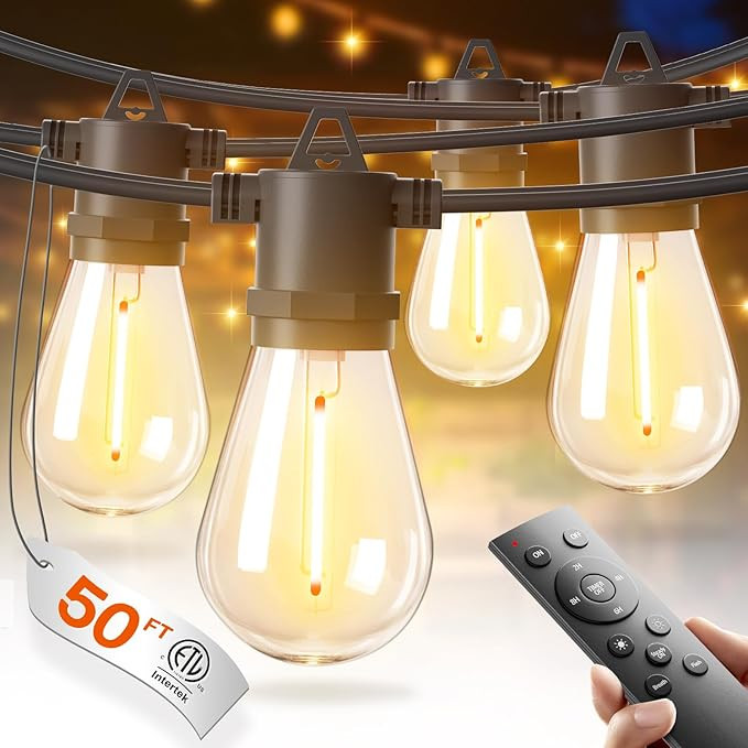 addlon 50FT LED Outdoor String Lights with Edison Shatterproof Bulbs, Weatherproof Strand, Commer... | Amazon (US)