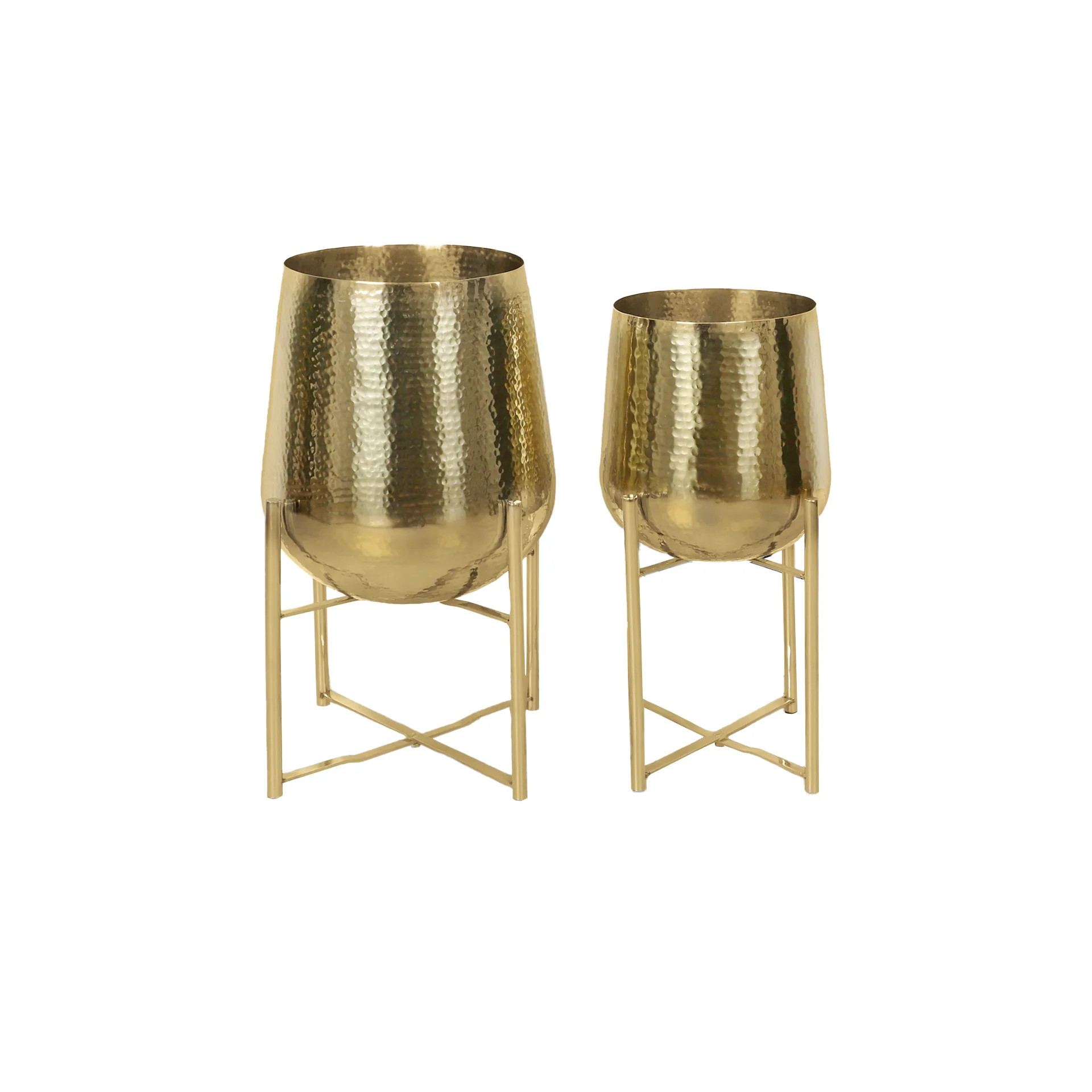 Gold Metal Planter & Stand | Modern Locke