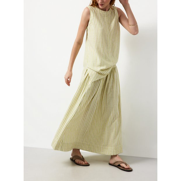 Buy Light Green Linen Rich Shirred Waist Midaxi Skirt 22 | Skirts | Tu | Tu Clothing