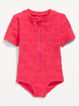 Textured Zip-Front Rashguard One-Piece Swimsuit for Toddler & Baby | Old Navy (US)