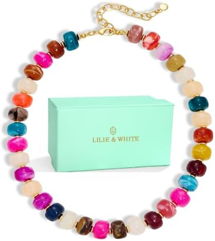 LILIE&WHITE Resin Chunky Beaded Necklace for Women Minimalistic Modern Statement Necklace Jewelry... | Amazon (US)