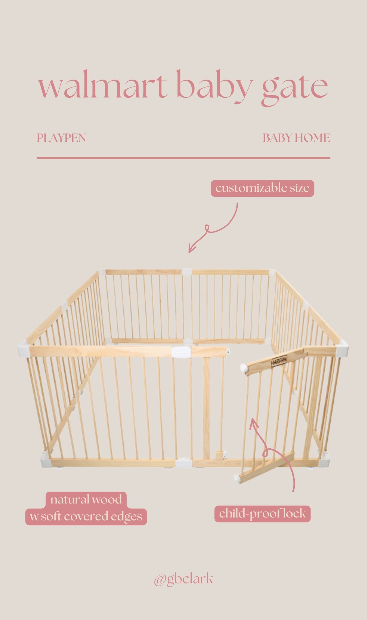 Natural pine customizable size baby gate!! Has childproof locks, goes so well with neutral home decor. 

#baby #home 

#LTKBaby