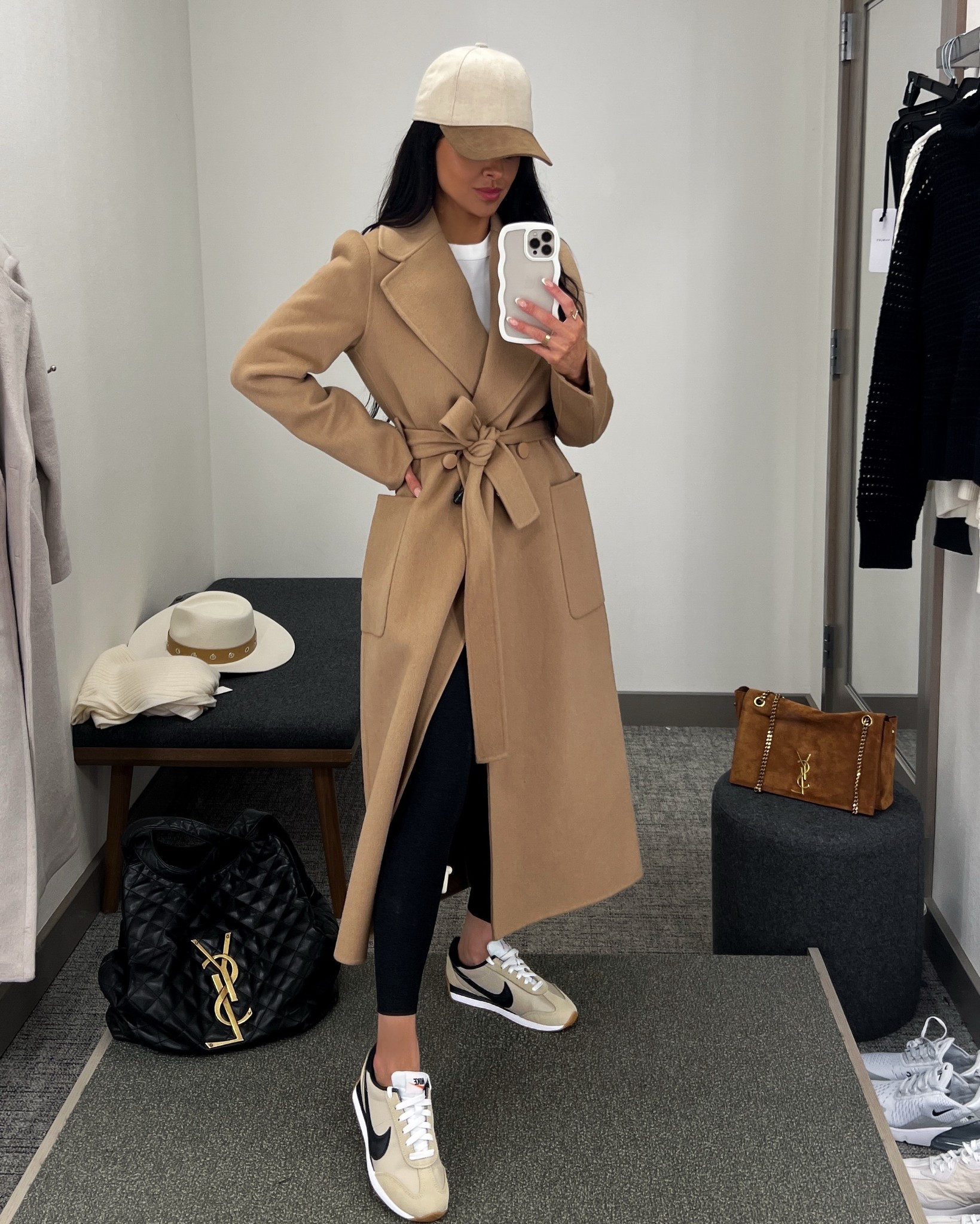 Nordstrom anniversary sale 2025
Casual fall outfit 
Reiss camel coat - wearing an XS
Nordstrom baseball cap
AllSaints white tee wearing an xs
Commando leggings wearing an xs
Nike neutral sneakers run TTS 
#nordstrom #nsale 

#LTKSeasonal #LTKSaleAlert #LTKShoeCrush