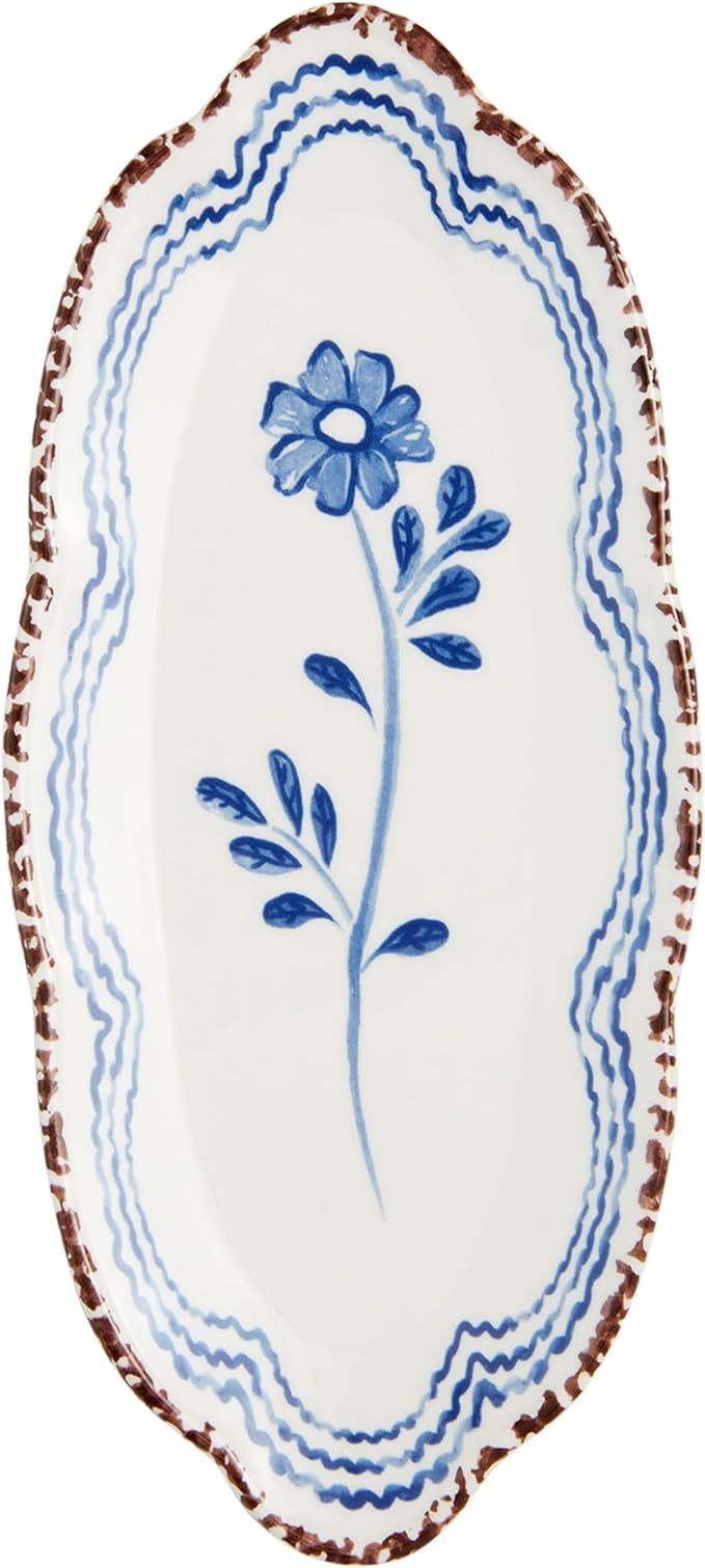 Mud Pie Blue Floral Everything Plate; 4" x 9" | Amazon (US)