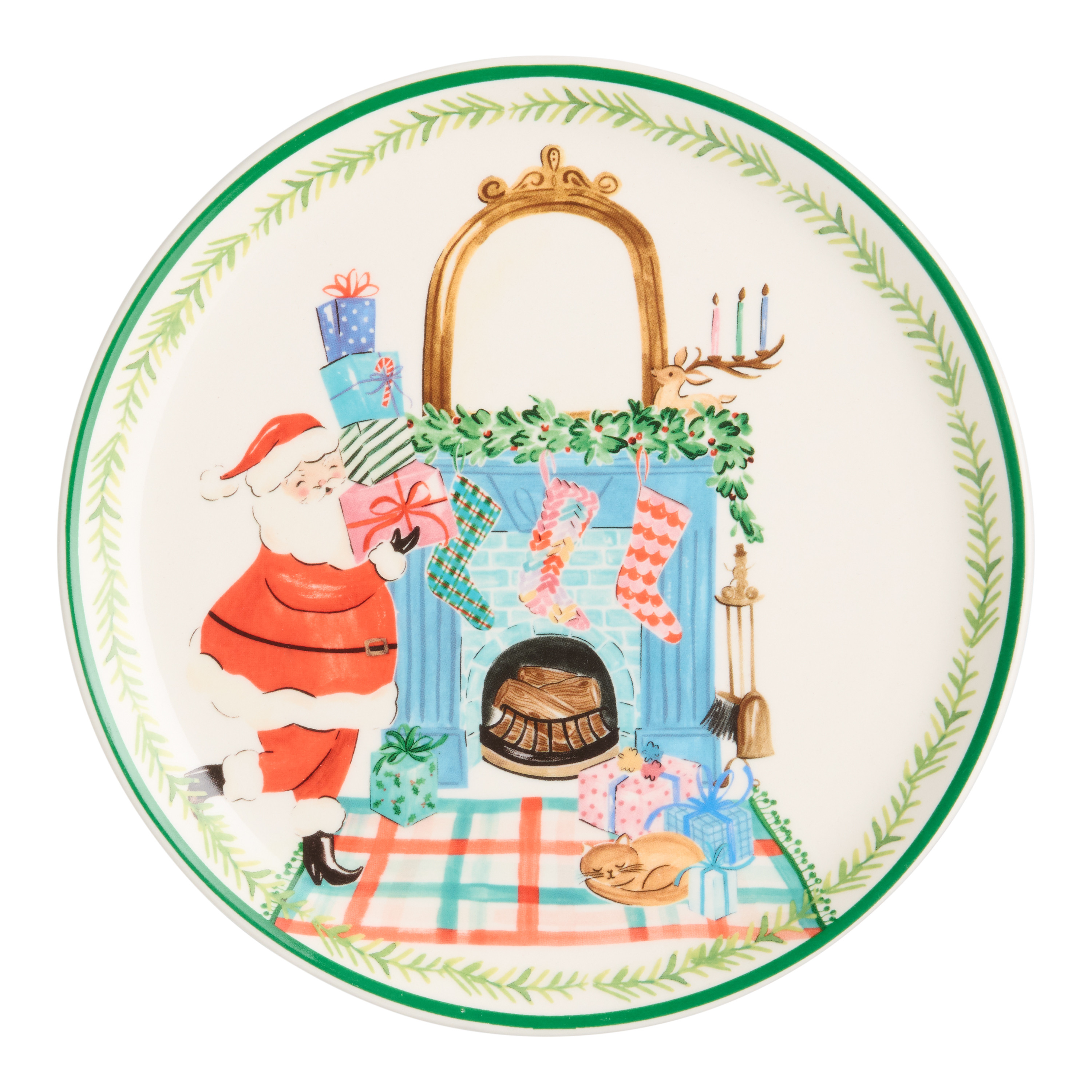 Santa Fireplace Scene Salad Plate | World Market