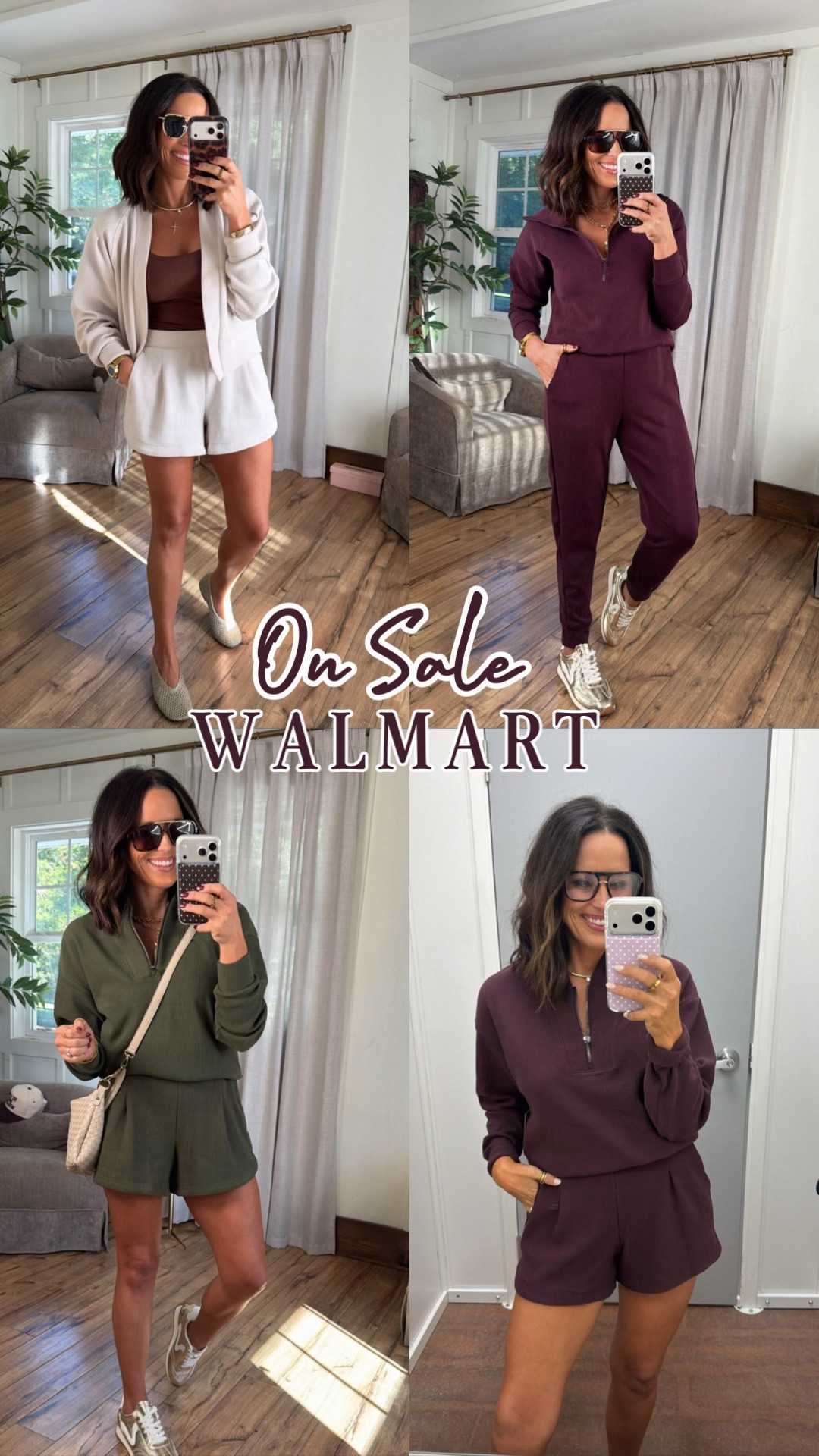Walmart outdid theirselves on these designer look for less lounge sets! They look and feel So expensive and the perfect casual outfits for running errands, lounging  and looks so put together!
Wearing a small top & xs bottom!