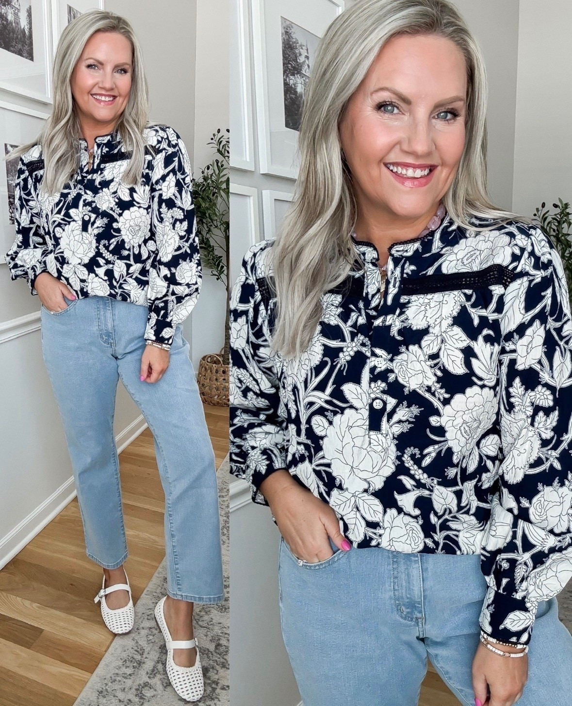 This top is so good if you want something a little elevated but still easy for everyday. The print feels classic and the fit is super flattering, easy to dress up with a heel or keep casual with denim and flats like this. One of those pieces that just works every time.

spring outfit floral top elevated basics casual chic everyday outfit straight leg jeans outfit work to weekend outfit classic style easy outfit lovelylifestyling 

#LTKSeasonal #LTKOver40 #LTKootd