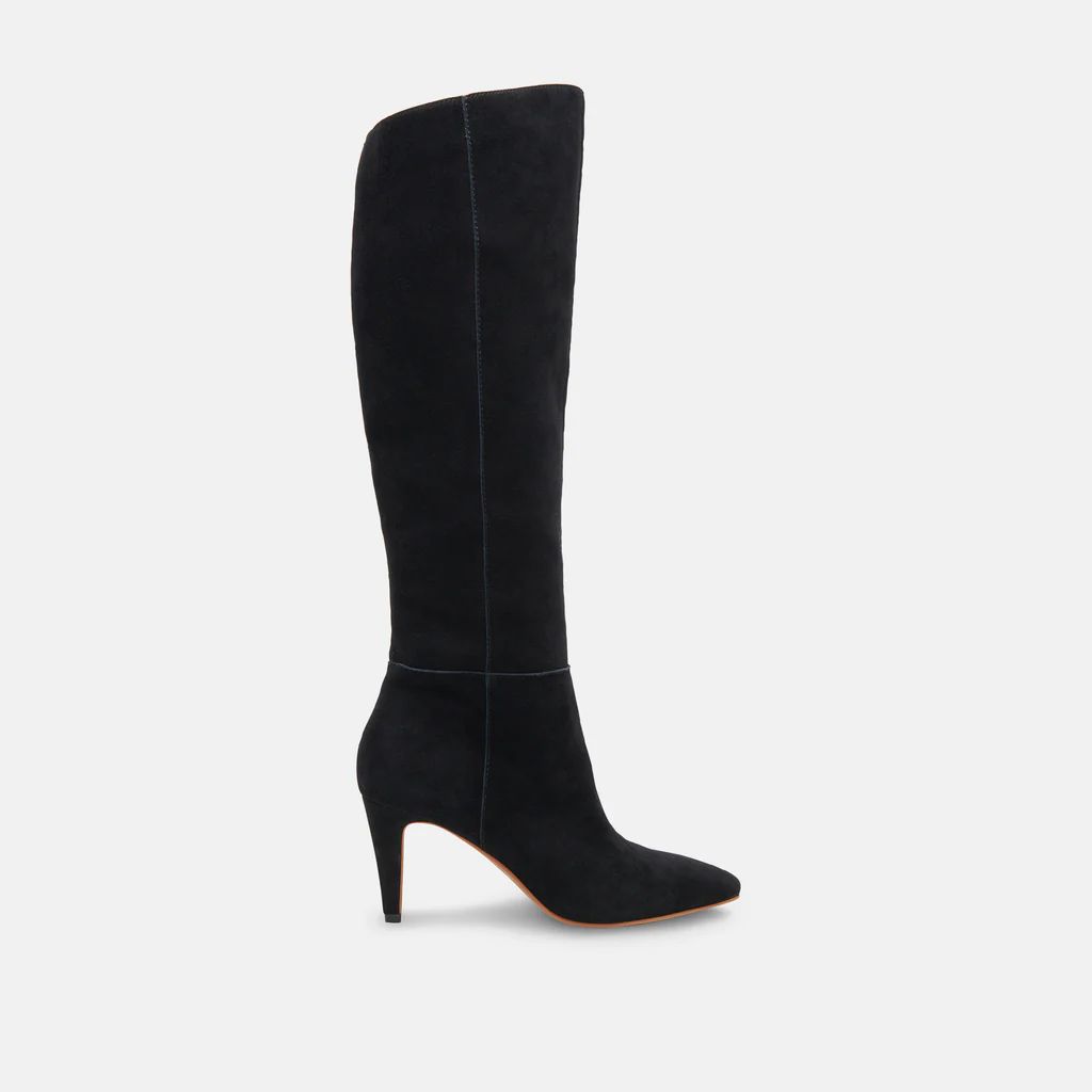 HAZE WIDE CALF BOOTS ONYX SUEDE | DolceVita.com