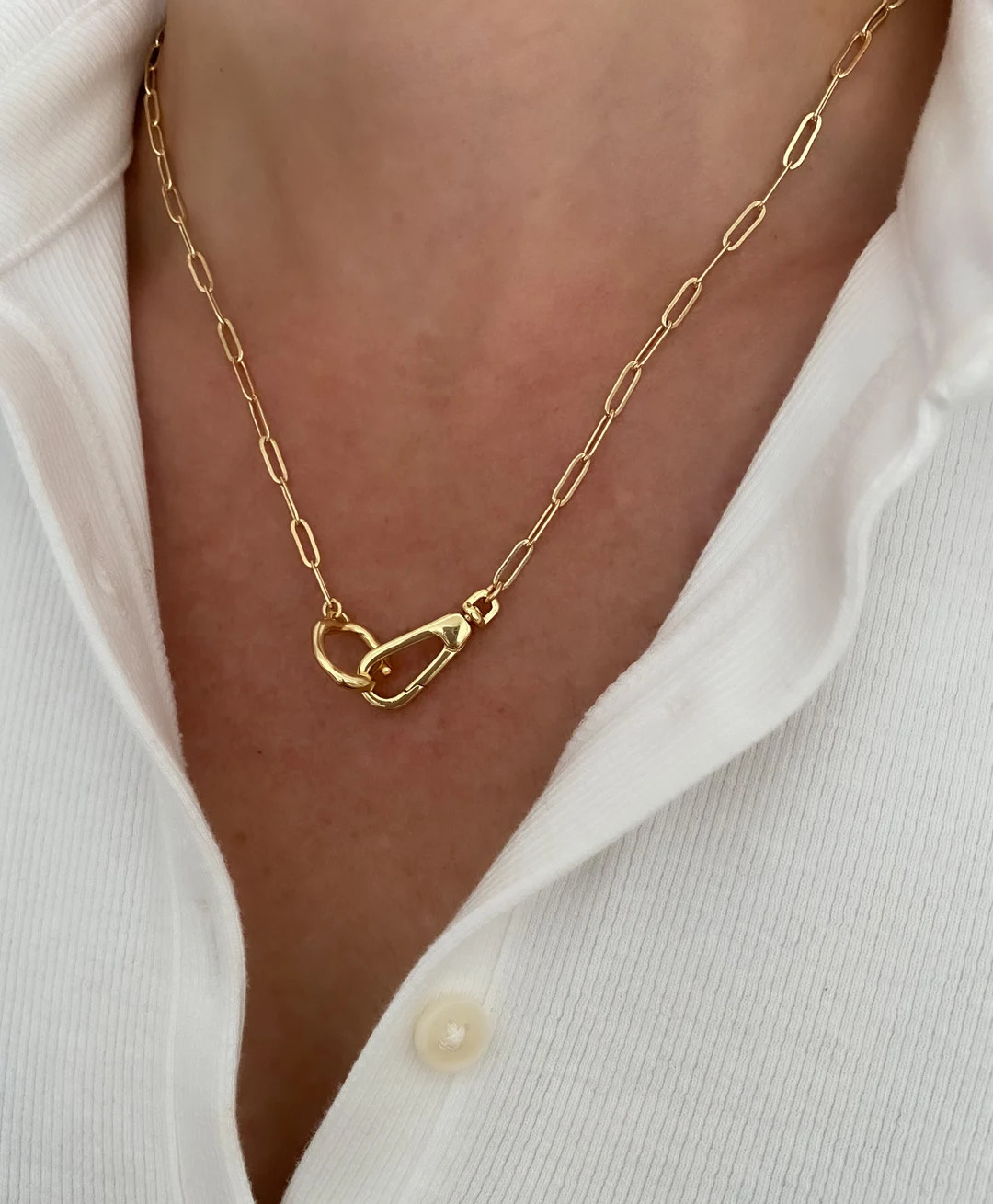 14k Gold Lobster Claw Unique Necklace, Paperclip Chain, Necklaces for Women, New Jewelry, Necklac... | Etsy (US)