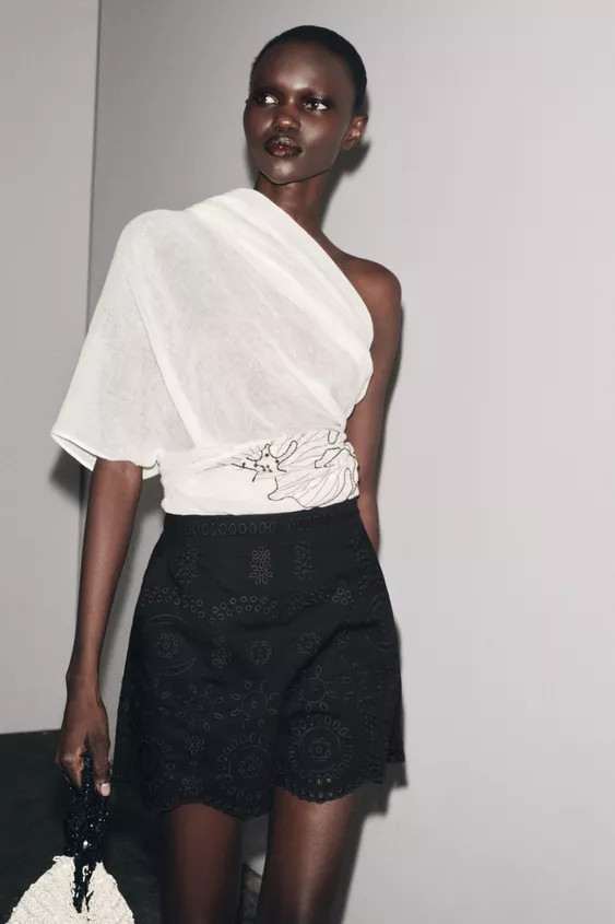 ZW COLLECTION PERFORATED EMBROIDERY BERMUDA SHORTS | Zara US