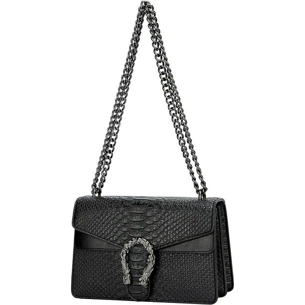 Crossbody Shoulder Evening Bag for Women - Snake Printed Leather Messenger Bag Chain Strap Clutch... | Walmart (US)