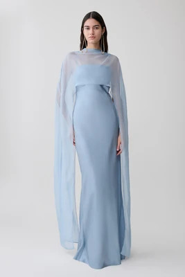 Martinne Chiffon Overlay Maxi Dress / Arctic Blue | MESHKI | 3XL | MESHKI US