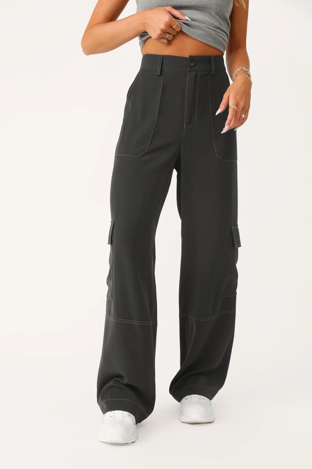 CHARCOAL CARGO TROUSER | Kittenish
