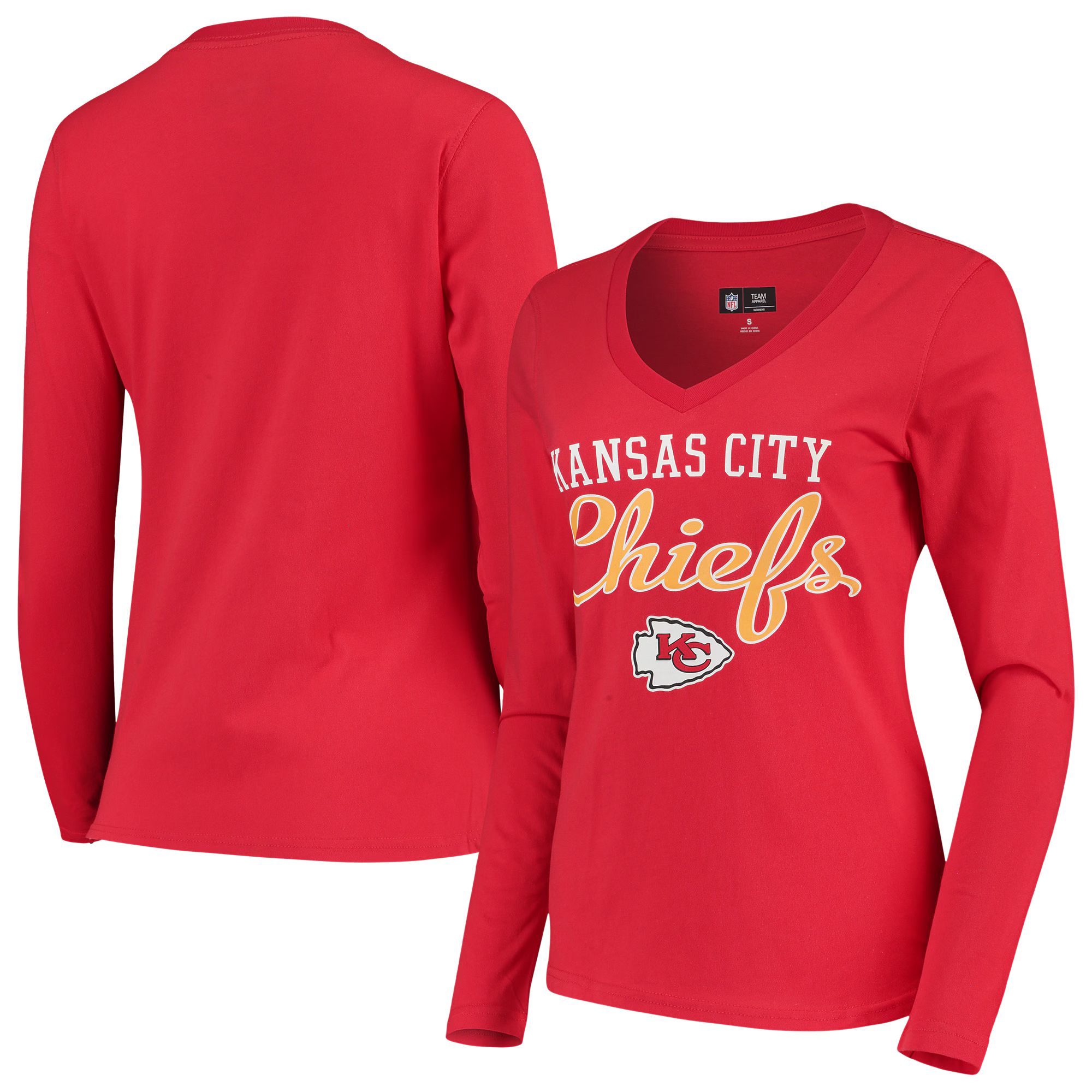 Women's Kansas City Chiefs G-III 4Her by Carl Banks Red Post Season Long Sleeve V-Neck T-Shirt | NFL Shop
