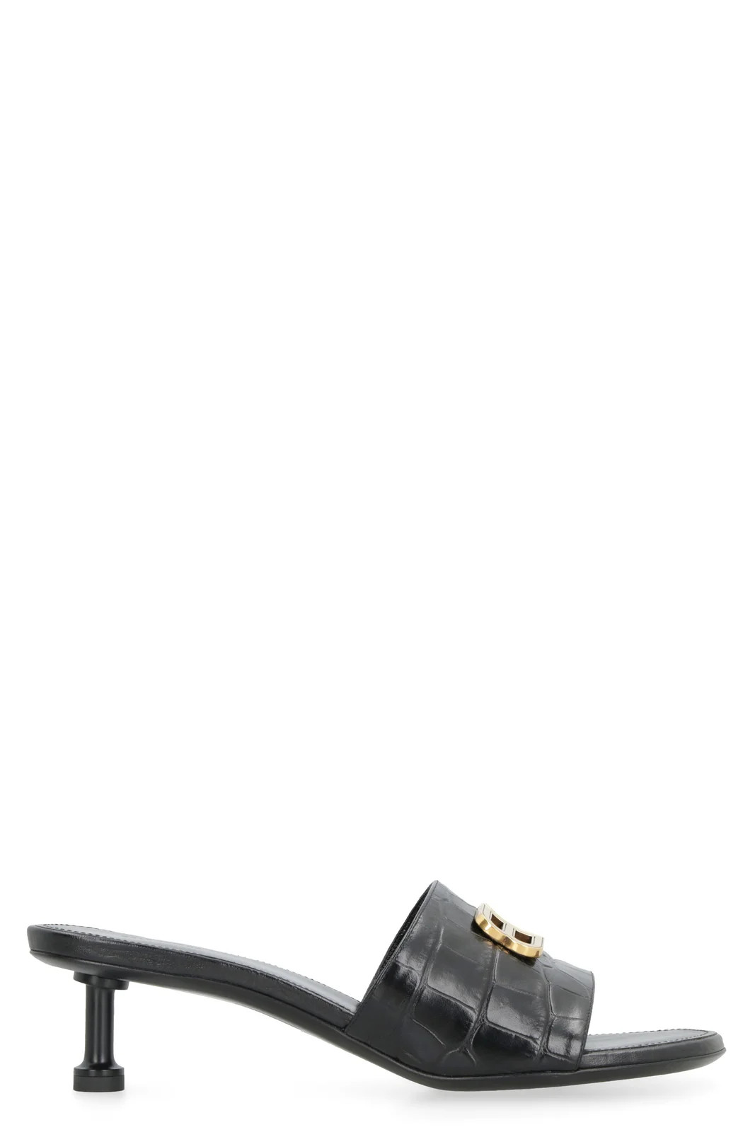 Balenciaga BB Plaque Embossed Mules | Cettire Global
