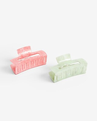 Set of 2 Pink & Green Claw Hair Clips | Express