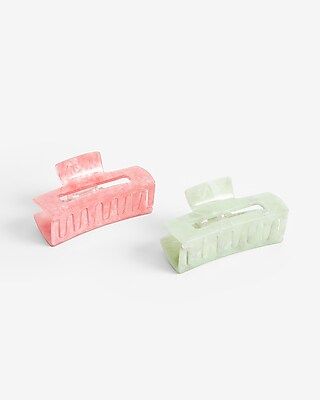 Set of 2 Pink & Green Claw Hair Clips | Express