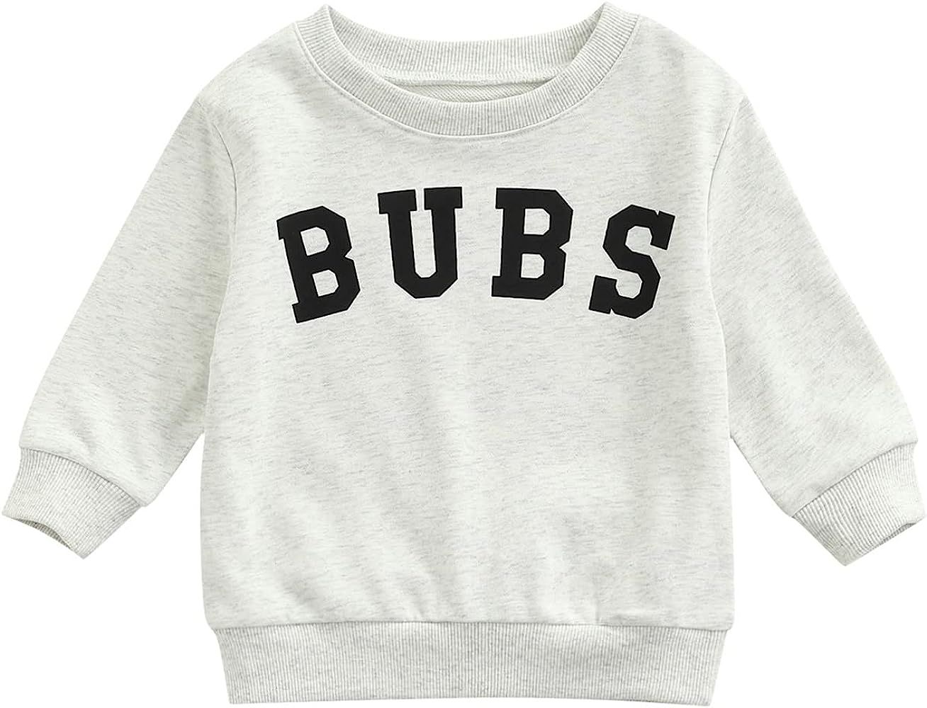 Amazon.com: Toddler Baby Girl Boy SIS/Bubba Letter Print Sweatshirt Crewneck Pullover Tops Sister... | Amazon (US)