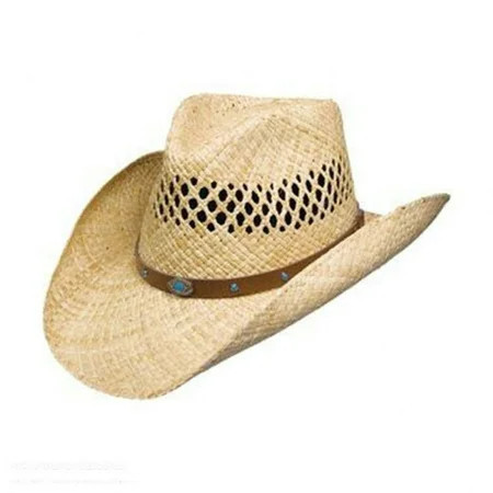 Madrid Raffia Straw Western Hat - S - Natural | Walmart (US)