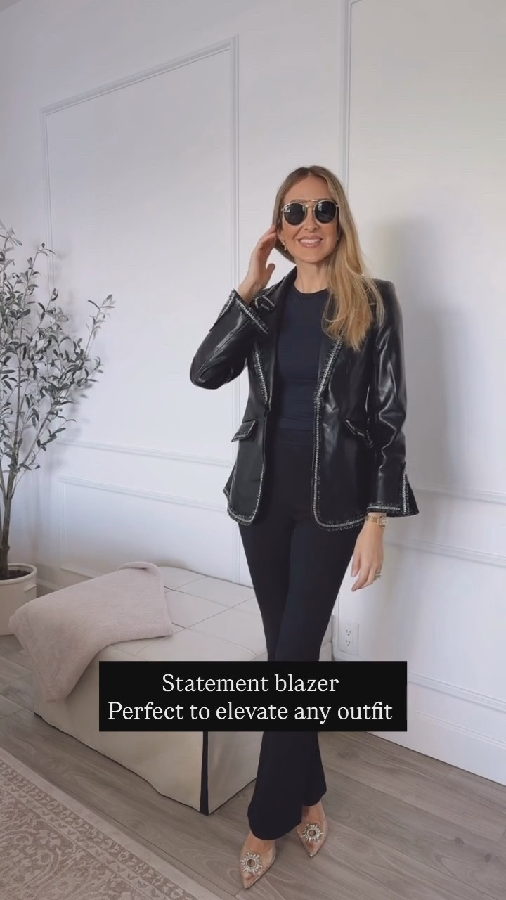 This jacket is definitely a statement piece to elevate any of your outfits! It’s also beautiful for this holiday season, the pants are so flattering and i love the gold buttons on the side! I am wearing a size small, it runs tts. 

#LTKootd #LTKU #LTKHoliday