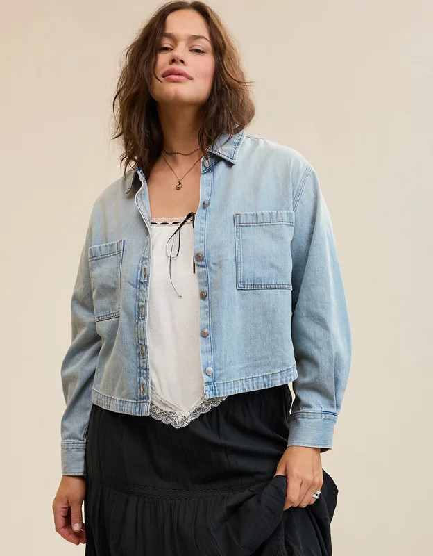Aerie Cropped Buttondown Shirt | Aerie