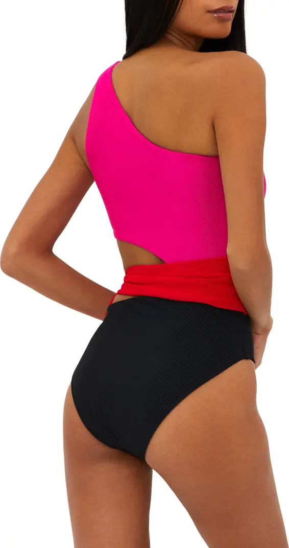 Beach Riot Carlie Cutout One-Shoulder Tie Waist One-Piece Swimsuit | Nordstromrack | Nordstrom Rack