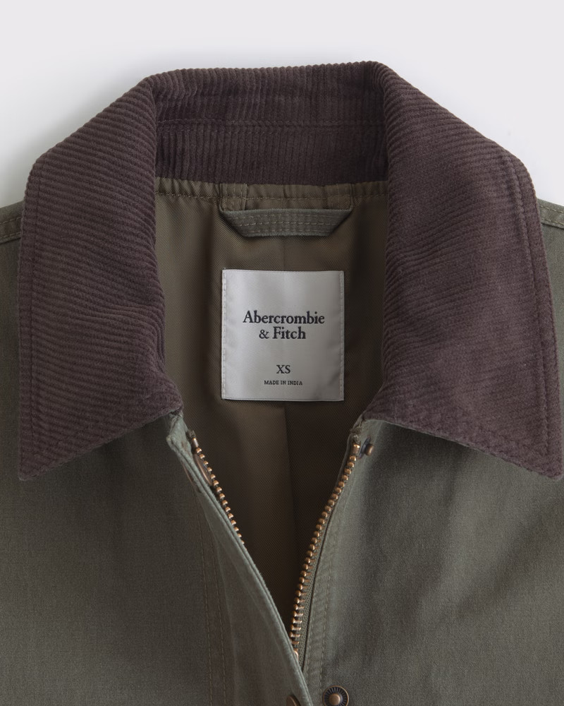 Women's Mid-Length Waxed Barn Jacket | Women's Coats & Jackets | Abercrombie.com | Abercrombie & Fitch (UK)