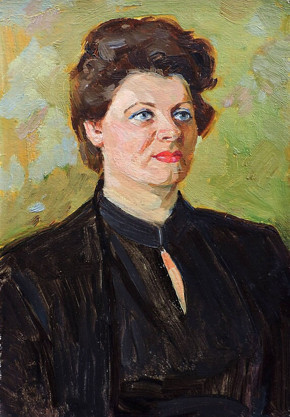 FEMALE PORTRAIT Original Oil Painting by a Soviet Russian Ukrainian artist A.Solodovnikov 1970s, Ant | Etsy (US)