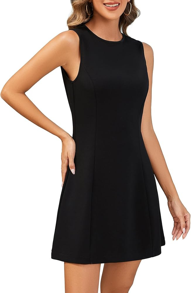 Women's Summer Sleeveless A-Line Dress Mini Dress Club Party Little Short Dress Casual Boat Neck ... | Amazon (US)