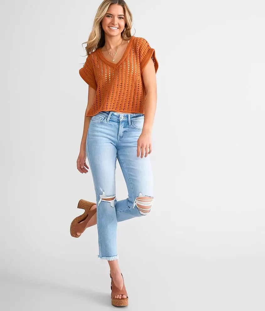 Mid-Rise Cropped Straight Stretch Jean | Buckle