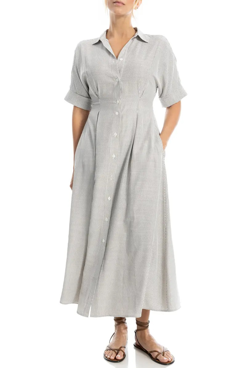 Stripe Short Sleeve Maxi Shirtdress | Nordstrom Rack