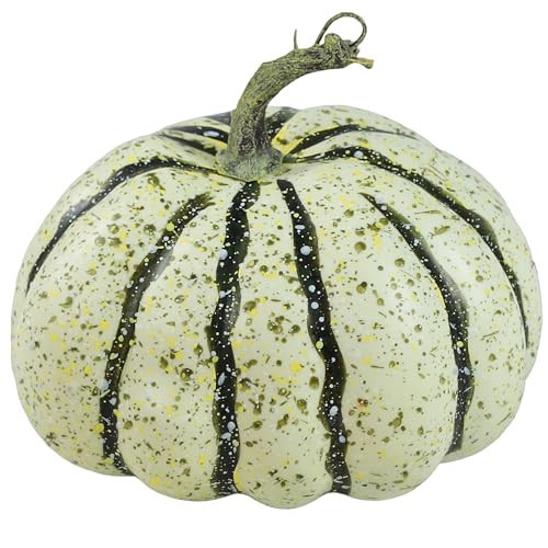 DuHouse Artificial Green Pumpkin Fall Decoration, 5.0" x 5.9" Faux Harvest Pumpkin with Rustic Stem and Speckled Finish for Autumn Table Decor, Thanksgiving Centerpiece | Amazon (US)