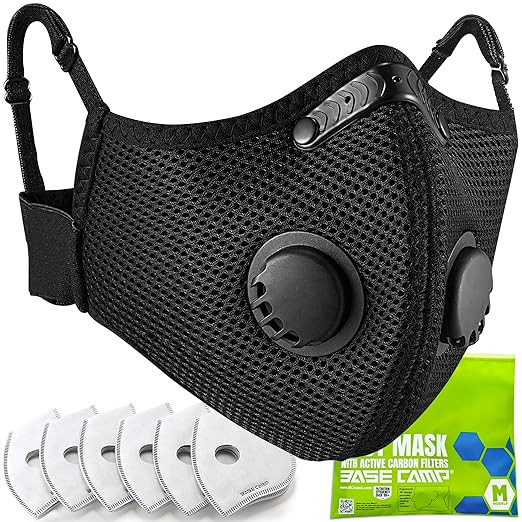 BASE CAMP M Plus Dust Mask, Breathable Reusable Face Mask with 6 Activated Carbon Filters for Woo... | Amazon (US)
