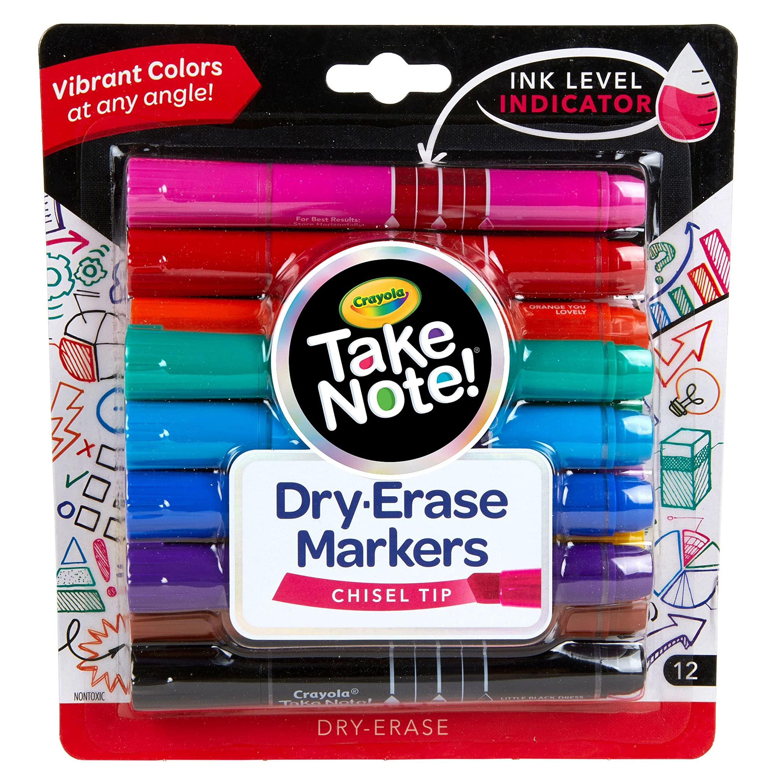 Crayola Take Note Dry Erase Markers (12ct) Whiteboard Markers for Teachers, Low Odor, Chisel Tip,... | Amazon (US)