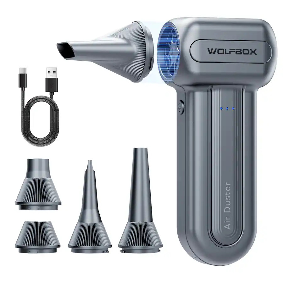 WOLFBOX - Compressed Air Duster DF60, 110000RPM Electric Air Duster, 3-Gear Rechargeable Cordless... | Best Buy U.S.
