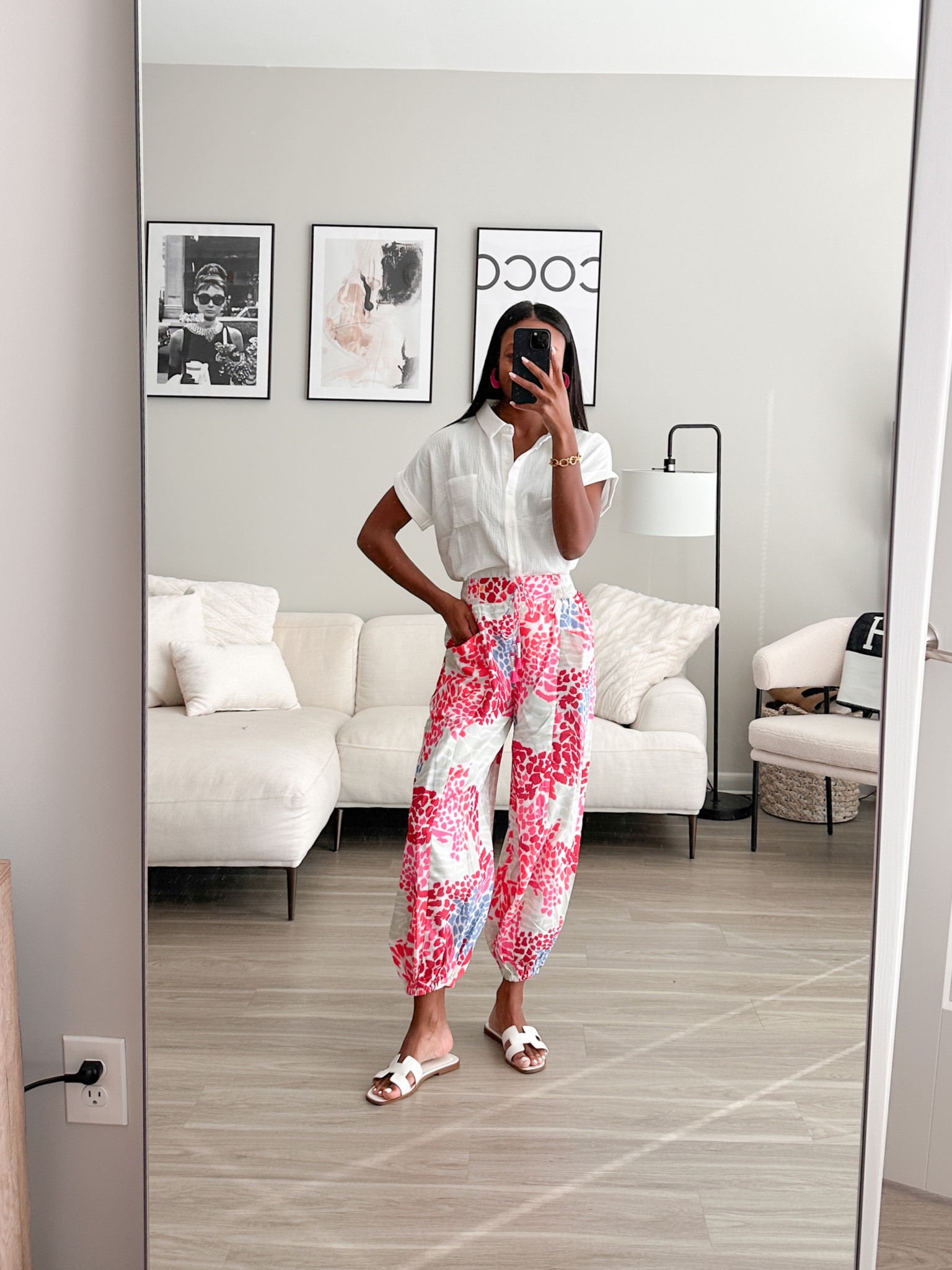 Multi print joggers - small
White top - medium
Statement earrings
Spring outfit
Pink pants 

#LTKstyletip #LTKunder100 #LTKSeasonal
