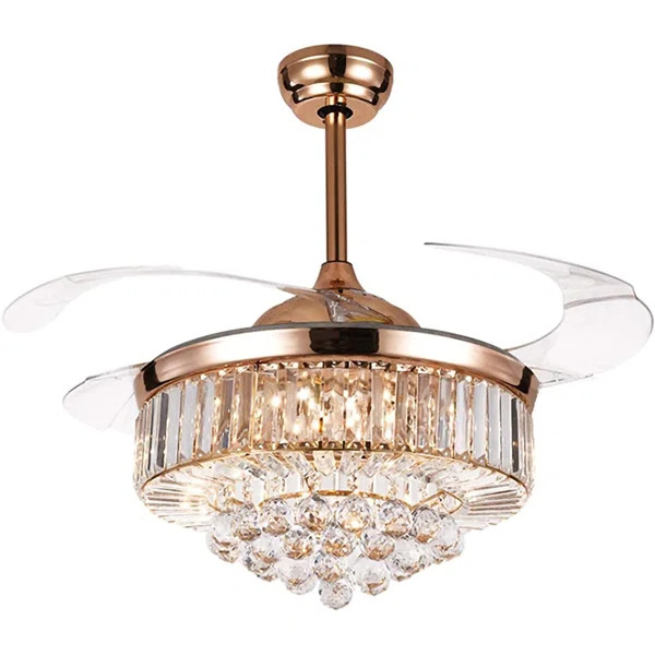 20'' Fortin 4 - Blade LED Retractable Blades Ceiling Fan with Remote Control and Light Kit Includ... | Wayfair North America