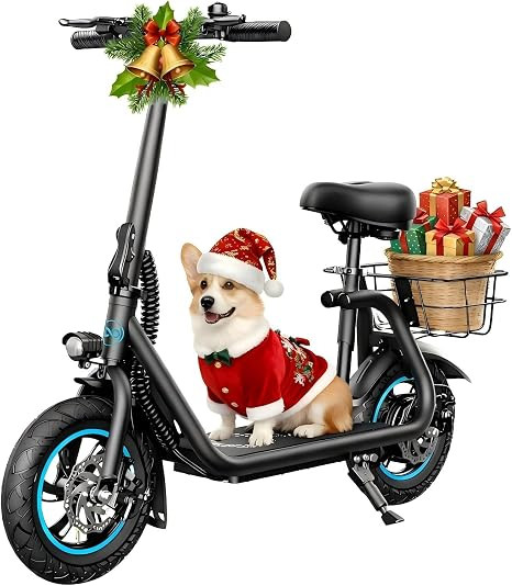 AWWSCOOTER C1 Electric Scooter with Seat for Adults, Foldable Commuter E-Scooter with Basket for ... | Amazon (US)