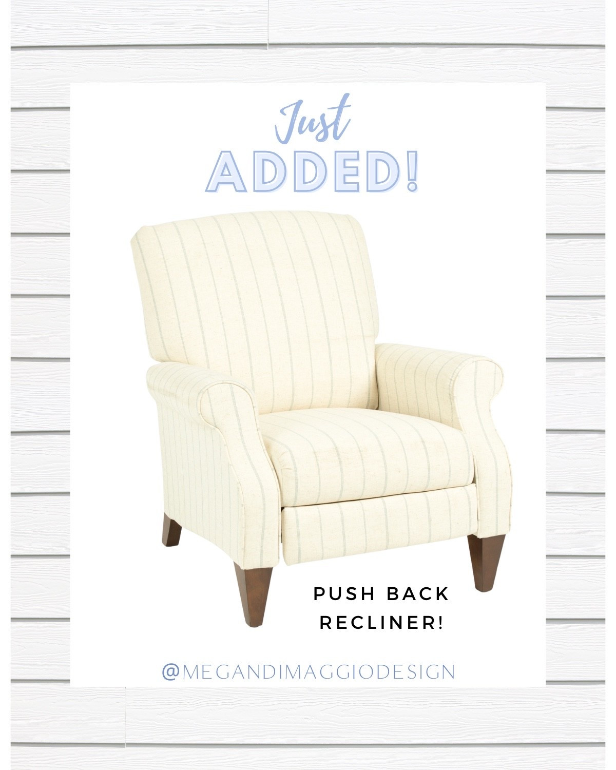 Finally found a pretty & coastal vibe friendly recliner that I like!! 🤣🙌🏻 This one is push back so aesthetically pleasing and I love the stripes!!