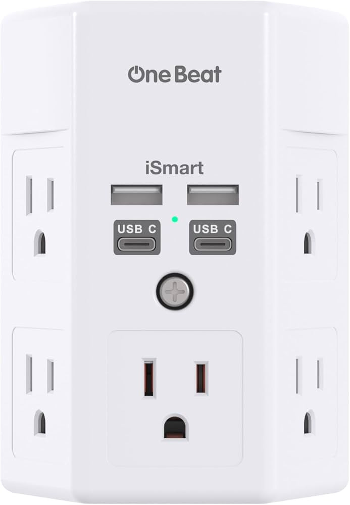 Surge Protector, 5 Outlets Extender with 4 USB Ports(USB C), 3-Side 1680J Power Strip Multi Plug ... | Amazon (US)