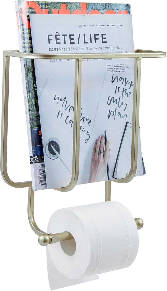 MyGift 2-in-1 Bathroom Magazine Rack with Toilet Paper Holder, Wall Mounted Bathroom Magazine Hol... | Amazon (US)