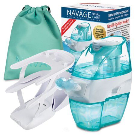 Navage Nasal Care Deluxe Bundle: Navage Nose Cleaner 20 SaltPods Triple-Tier Countertop Caddy & Teal | Walmart (US)